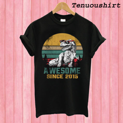 Awesome Since 2015 Retro 5 Years Old Dinosaur Gifts Boy Kid T shirt