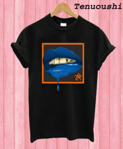 Blue Lips Black T shirt