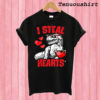 Boys Valentines Day Kids Dinosaur T rex Lover I Steal Hearts T shirt