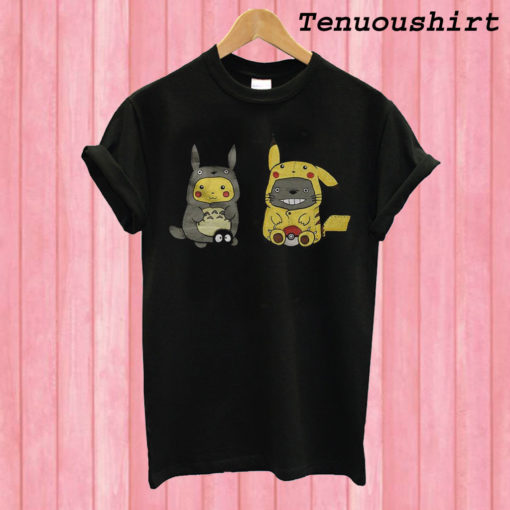 Funny Totoro And Pikachu T shirt