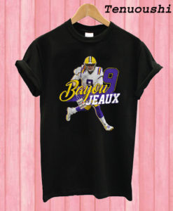 Joe-Burrow No. 9 Bayou Jeaux LSU Football QB Jersey T shirt
