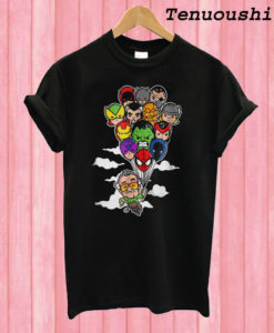 Stan Lee Holding Balloons Avengers Heroes T shirt