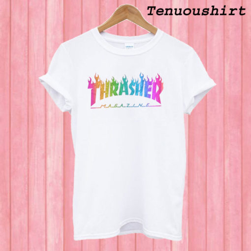 Thrasher Rainbow Flame T shirt