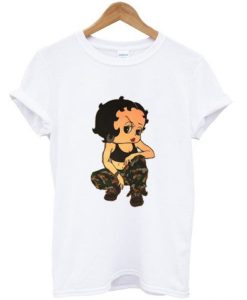 Betty Boop Soldier Camo t shirt qn