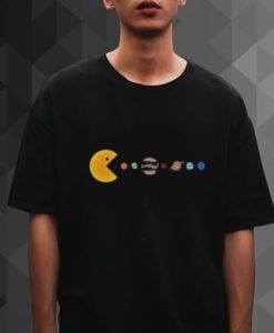 Pac Man Sun Eating Other Planets t shirt qn