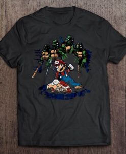 Super Mario And Ninja Turtles t shirt qn