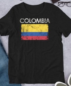 Vintage Colombia Colombian Flag Pride Gift t shirt qn