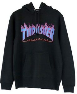 Thrasher Purple blue Flame Hoodie qn