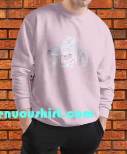 Cute Milk Print Pink Sweatshirt