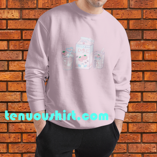 Cute Milk Print Pink Sweatshirt