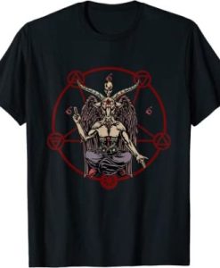 Satanic Pentagram 666 Baphomet Ritual Goth T-Shirt