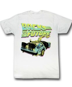 Back to the Future Neon White Adult T-Shirt