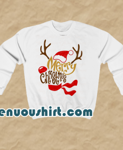 Reindeer Shaped Merry Christmas Sweatshirt