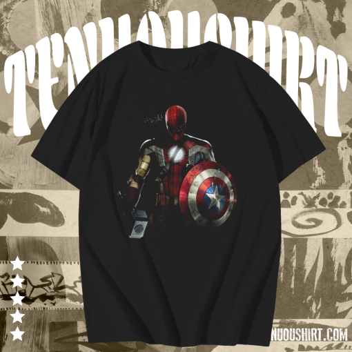 Captain America Ironman Thor Spiderman and Hawkeye T shirt TPKJ1