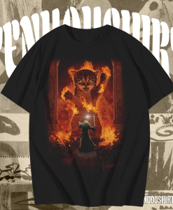 The Mountain Cat Gandalf You Shall Not Pass Fire Kitten Wizard Kitty t-shirt TPKJ1