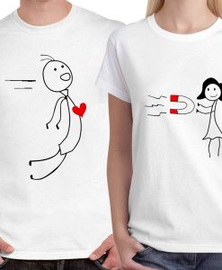 Magnet Design Couple Unisex Love Couple T-Shirts thd