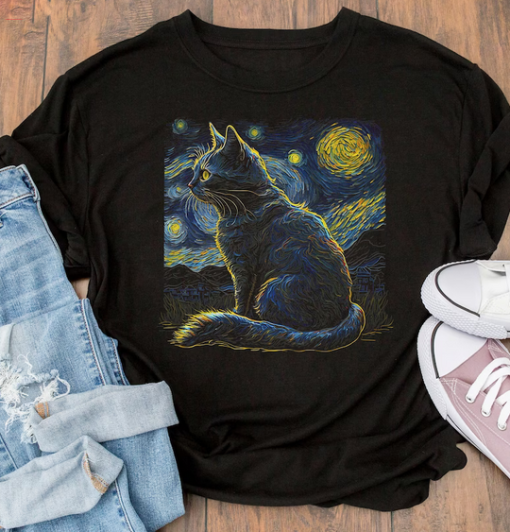 Cat van Gogh T-shirt
